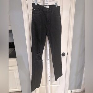 Reformation Faded Black Fray High Waisted Jeans Size 30